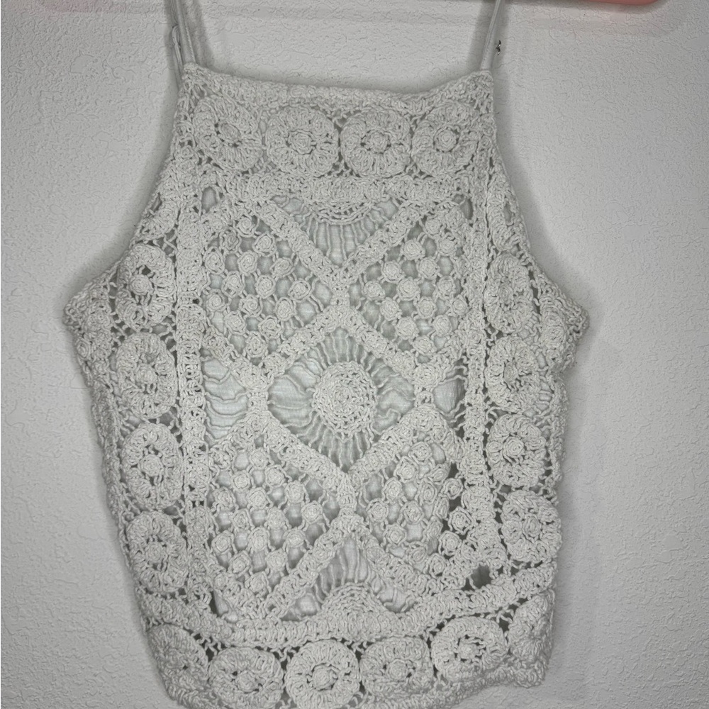 White Crochet Lace Women Top
